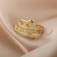 Snake Rings For Women Men Punk Hip Hop Open Adjustable Gold Plated Ring Stainless Steel Zircon Aesthetic Jewelry anillos Homme - Image 5