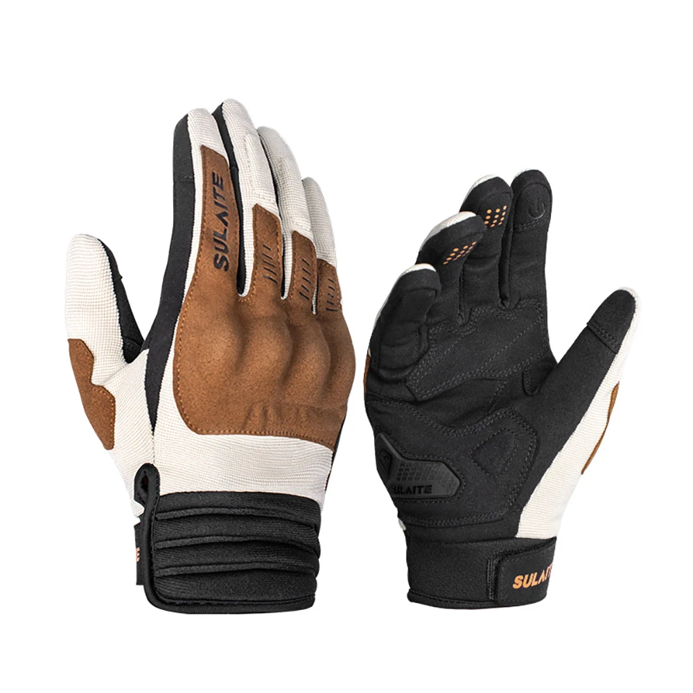 

Motorcycle Glove Summer Breathable Men Bicycle Full Finger Gloves Retro Motorcycle Touch Screen Full Finger Cycling Gloves