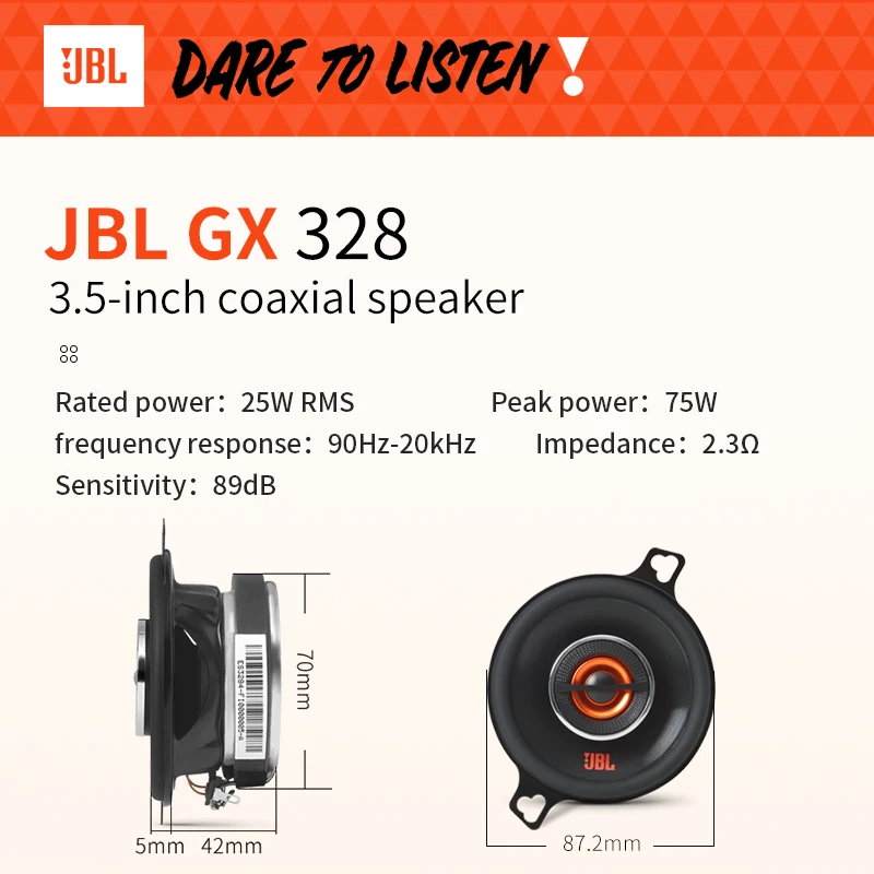 JBL مكبر صوت للسيارة 3.5 بوصة مكبر صوت محوري متوسط...