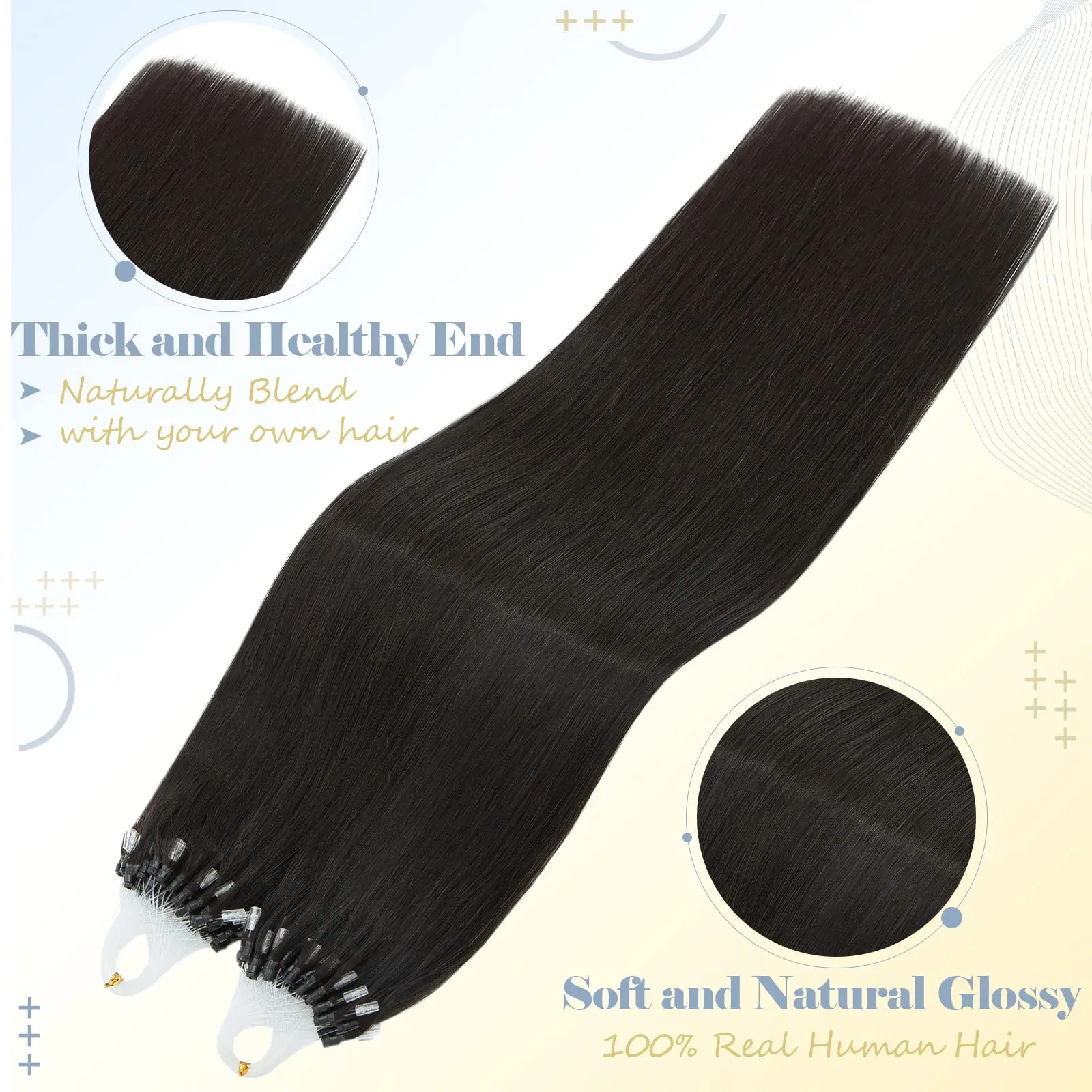 Micro Loop Hair Extensions Straight Human Hair Seamless Micro Bead Remy Extension Natural Invisible 50g/pack For Women