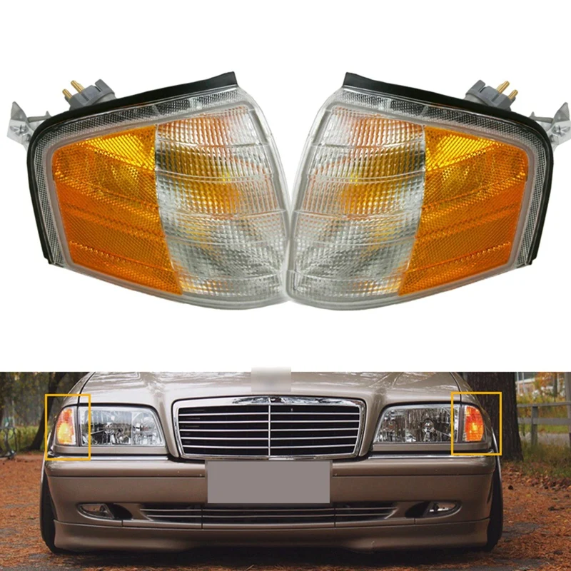 Top!1 Pair Car Front Corner Light Turn Signal Lamp For Mercedes Benz C