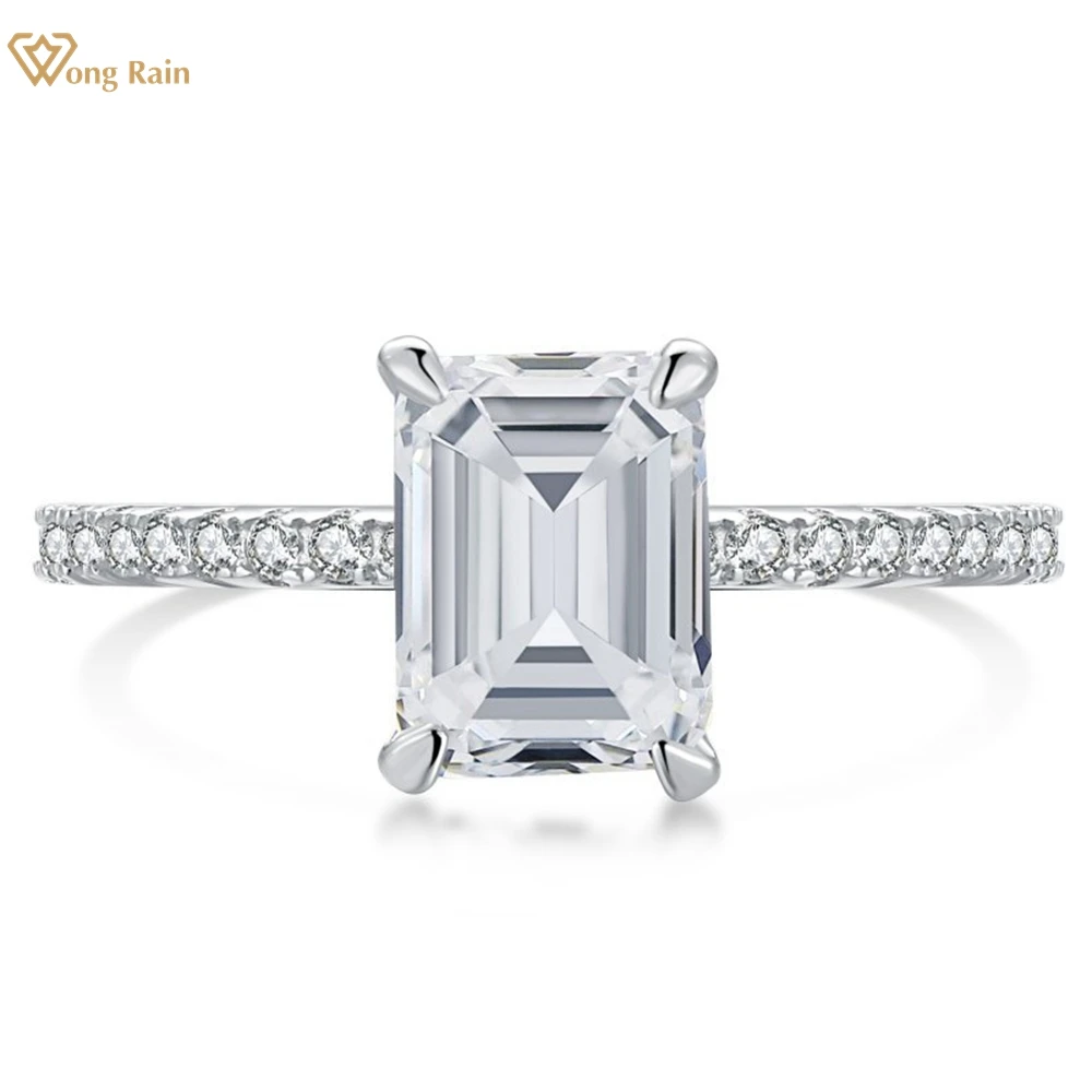 

Wong Rain 100% 925 Sterling Silver Emerald Cut High Carbon Diamonds Gemstone Fine Jewelry Wedding Engagement Ring Drop Shipping