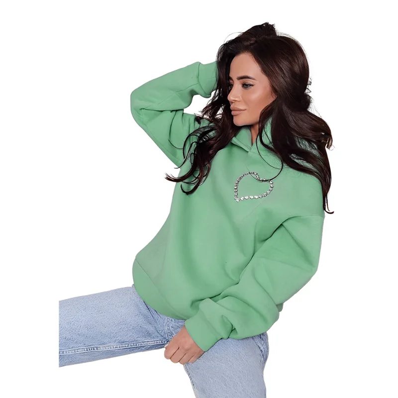 2023 Autumn and Winter New Hot Diamond Butterfly Sweater Thick Black Loose Hooded Loose Pullover Casual Top Crewneck Sweatshirt