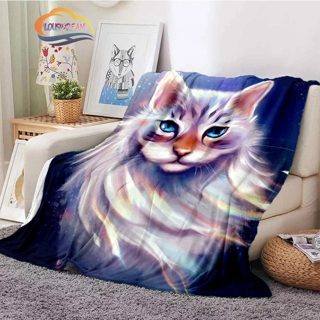 La più nuova moda cartone animato simpatico gatto coperta gatto bianco  stampa 3D rettangolo tiro unico