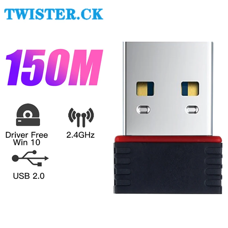 

New 150M WiFi USB 2.0 Netowrk Adapter Powerful 802.11 B/g/n LAN Card Wi-Fi Dongle For Laptop/PC With Antenna For Windows 7/10