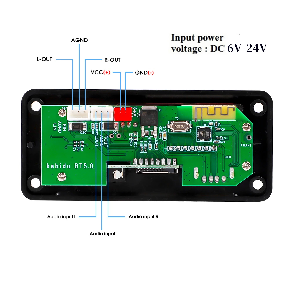 Hot Sale No Amplifier Big Screen 12V MP3 WMA Wireless Bluetooth 5.0 Decoder Board Audio Module USB FM TF Radio AUX Input For Car