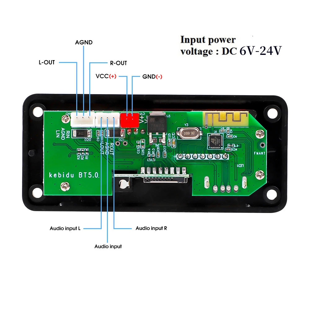 12V MP3 WMA Wireless Bluetooth 5.0 Decoder Board Audio Module USB FM TF Radio AUX Input For Car