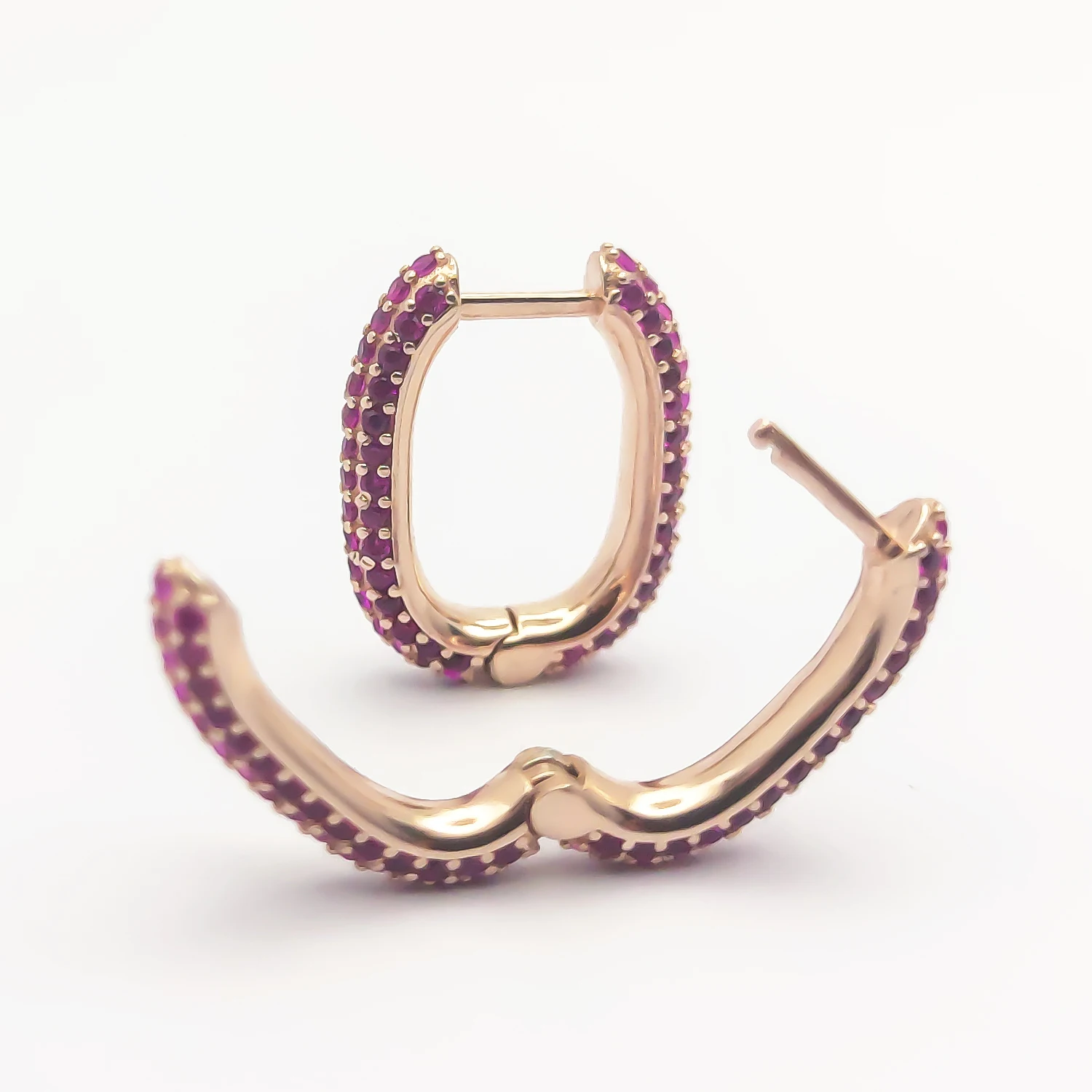 HESHI 925 Sterling Silver Rose Gold / Platinum Plated Zircon Inlay Geometric Curve Earrings for Woman