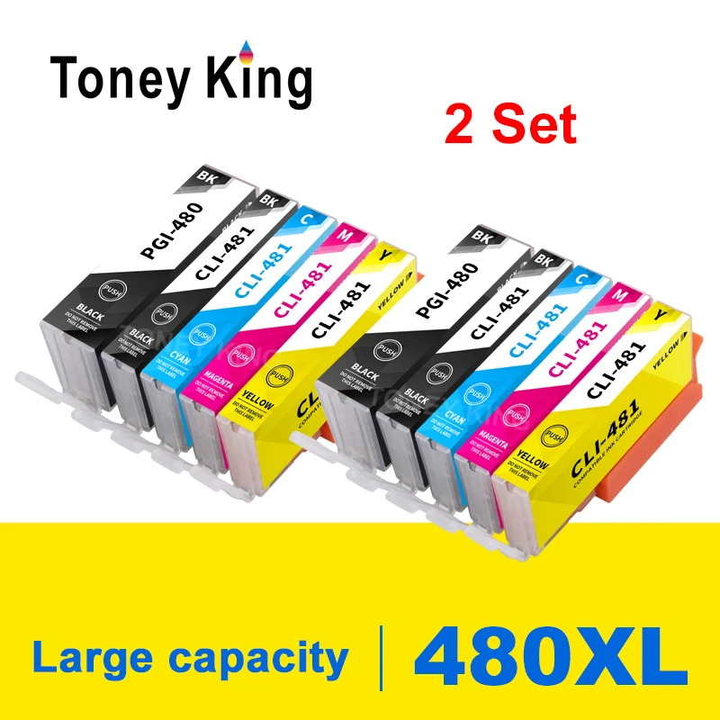 

Toney King Compatible Ink Cartridge PGI480 CLI481 480 481XL Suit For Canon Pixma TS6140 TS6240 TS6340 TR7540 TR8540 TS704 TS9540