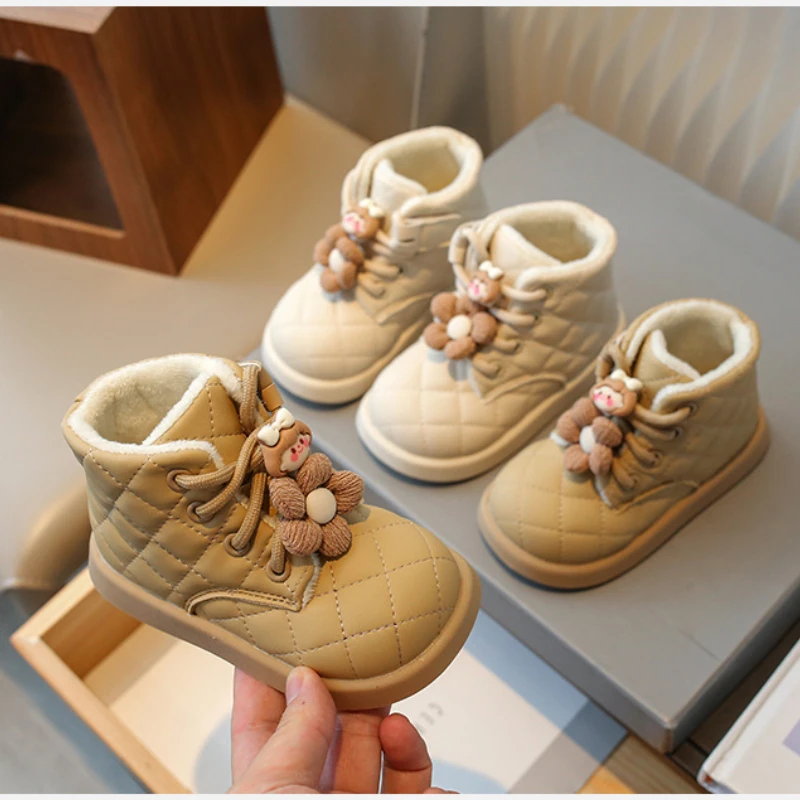 

Girl Boot with Plush Winter Boots Child Ankle Boot Soft Soled Cotton Shoes Fashion Allmatch Girls' Sho Comfor Kid Sports Shoes부츠