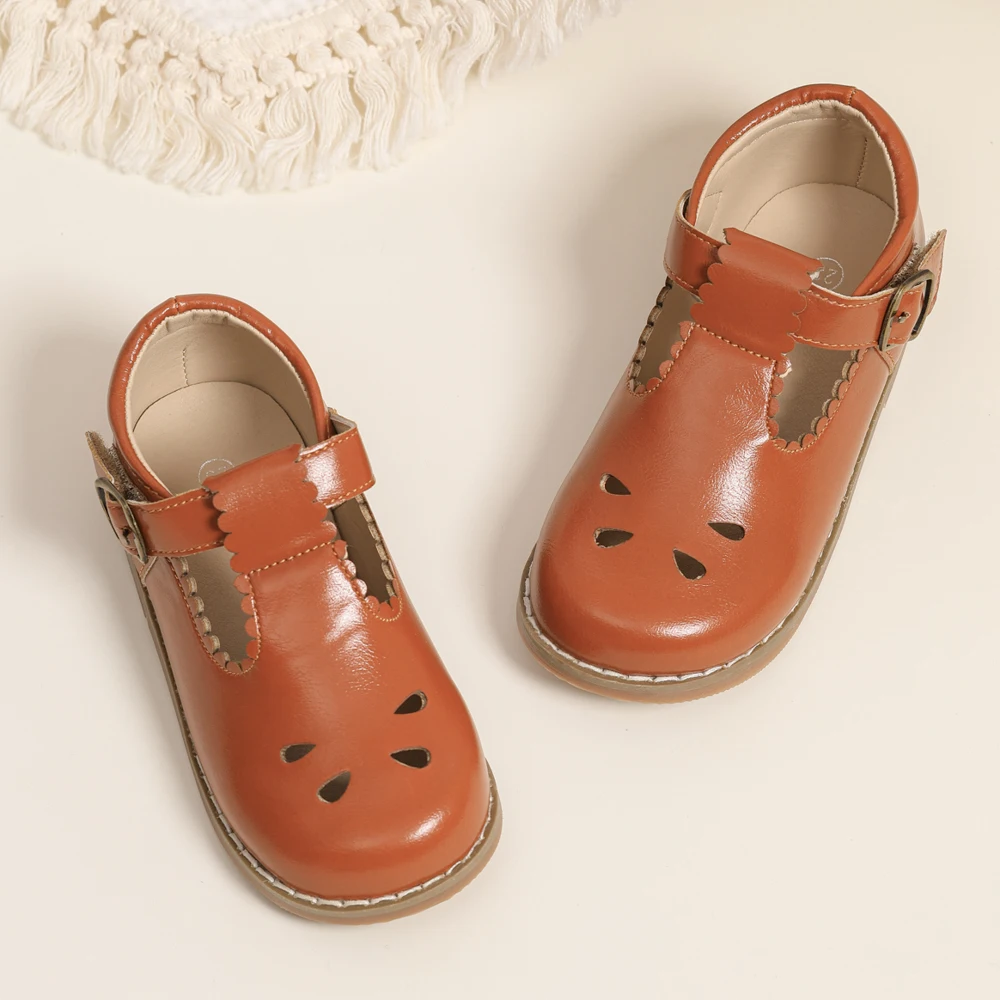 Neue Kinder Retro Leder Schuhe Kinder Mode Design Gummi Weiche Anti-Slip Flache Sohle Jugendliche Teenager Casual Wanderschuhe – Detail 16