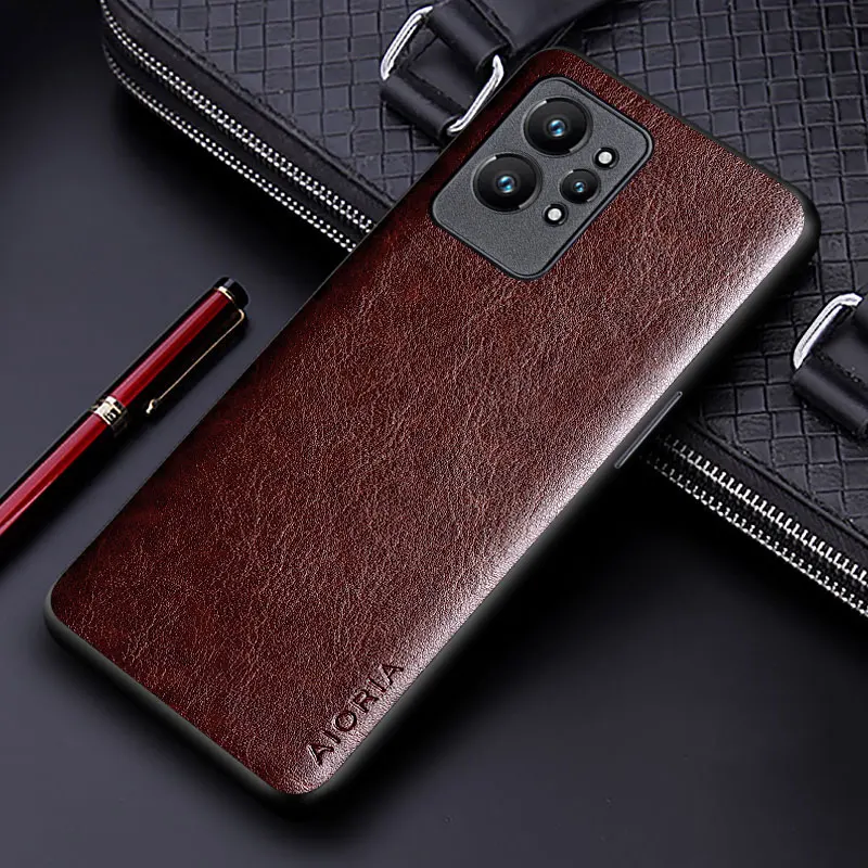 Luxury PU Leather Business Style Phone Case - Solid Color Design