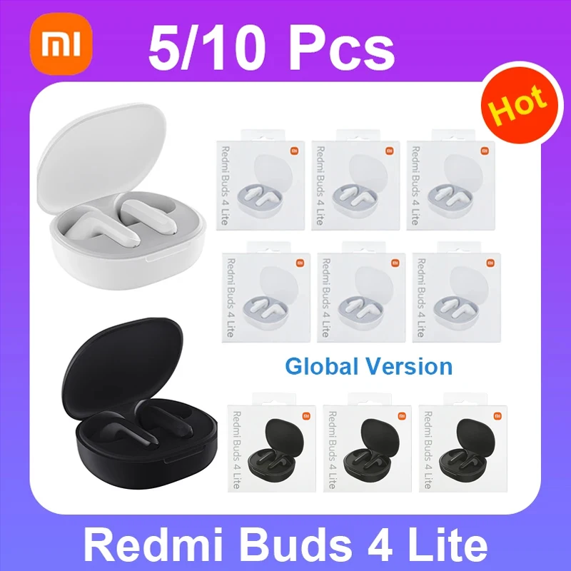 5/10 Pz Xiaomi Redmi Buds 4 Lite Auricolare Tws Bt 5.3 Auricolare Mi True Earbuds 4 Cuffie Chiamata Rumore Ip54 Xiaomi Cuffie