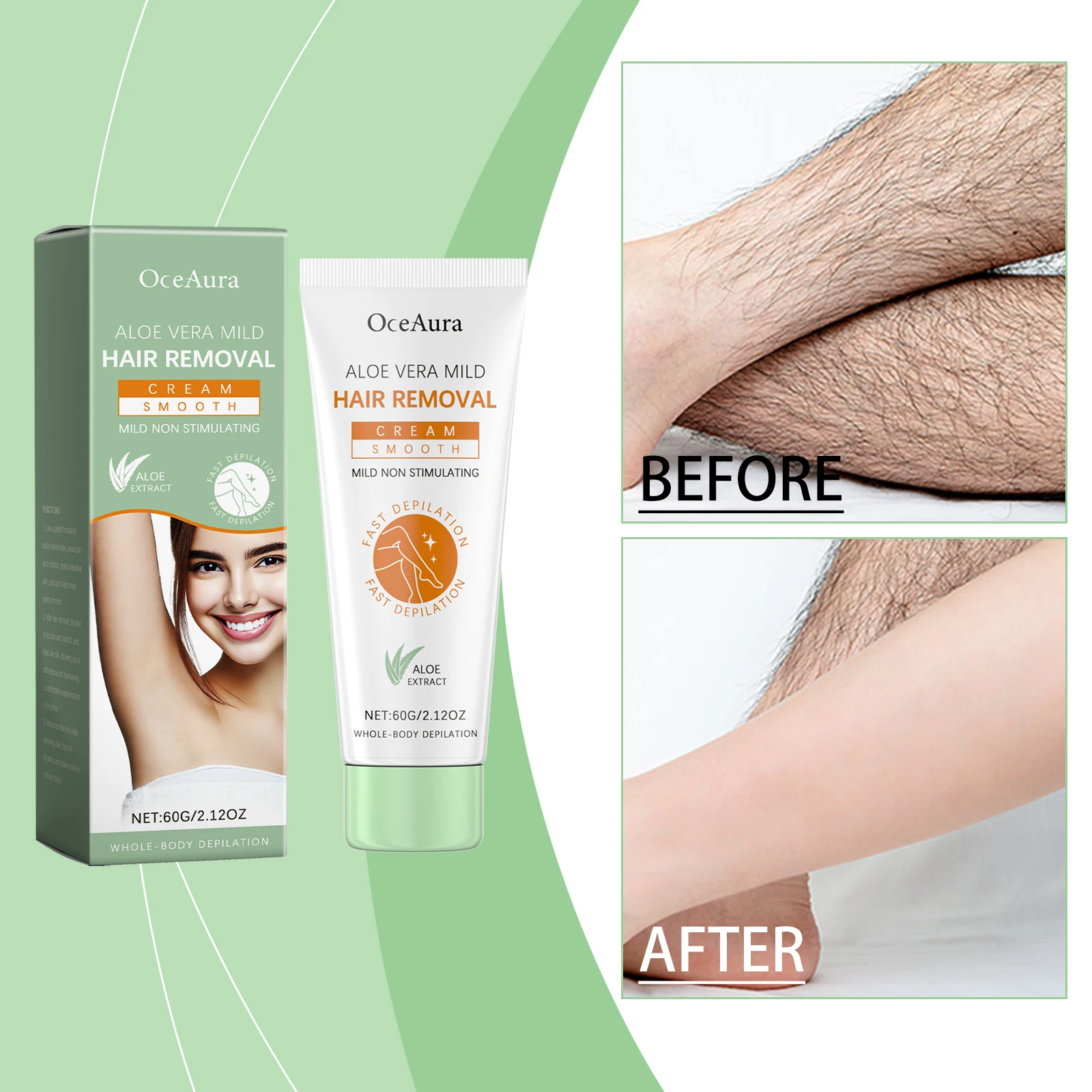 Aloe Vera Hair Removal Cream Permanent Epilator Cream Intimate Areas Gentle Painless Hair Remover Growth Inhibitor For Woman Men_voghion.com