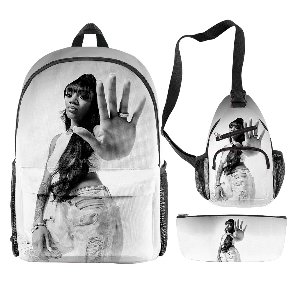 

Classic Fashion Funny GloRilla Rapper 3D Print 3pcs/Set pupil School Bags Trendy Travel Laptop Backpack Chest Bag Pencil Case