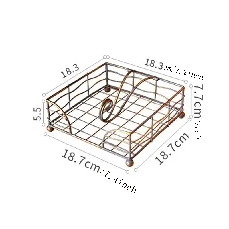 Rustic Metal Golden Flat Napkin Holder with Weighted Arm for Table, for Kitchen, Countertop, Dining Room 6