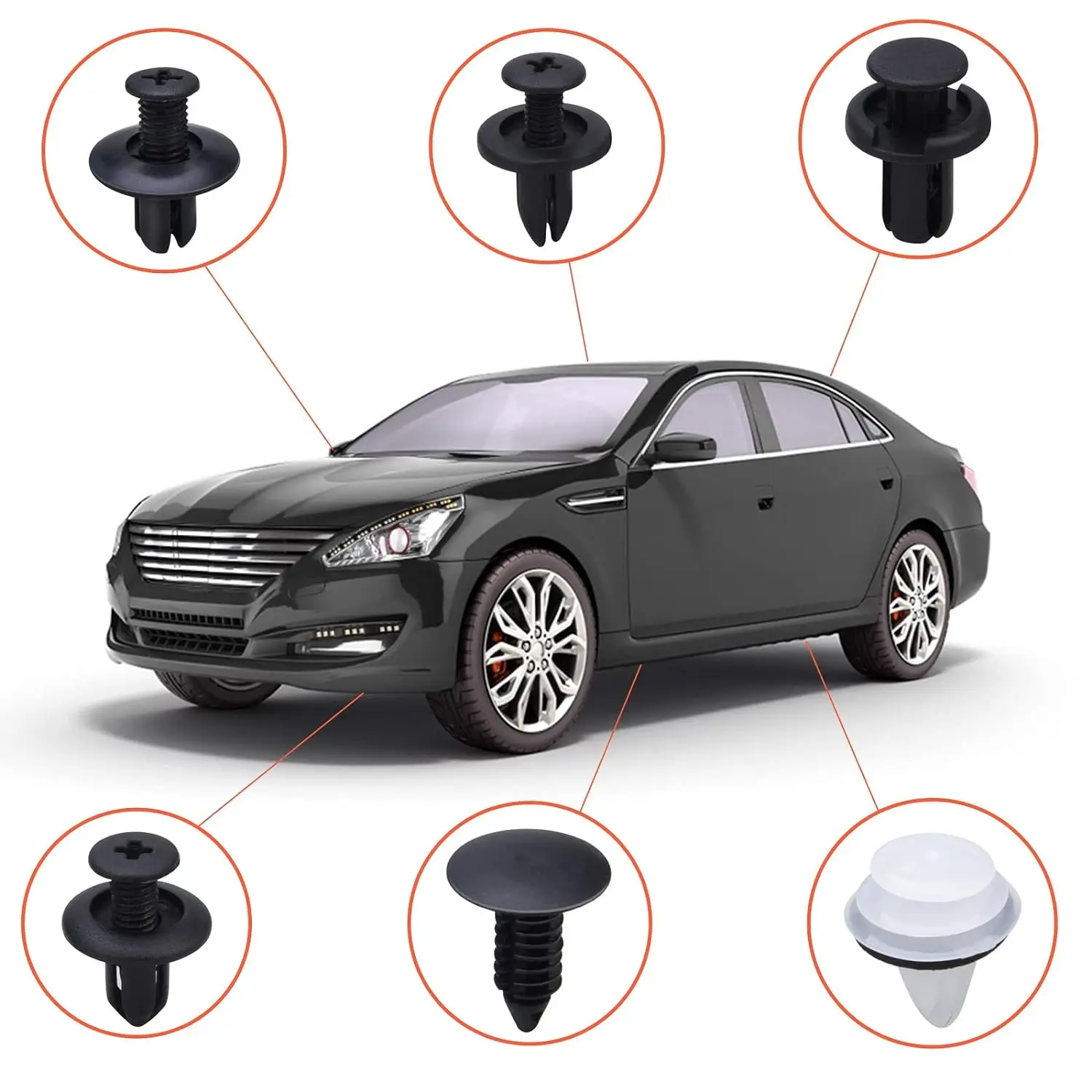 140-Piece Universal Auto Push Clip Set 6 Styles Plastic Fasteners for Car Bumper Trim Wheel Arch with Organized Storage Box