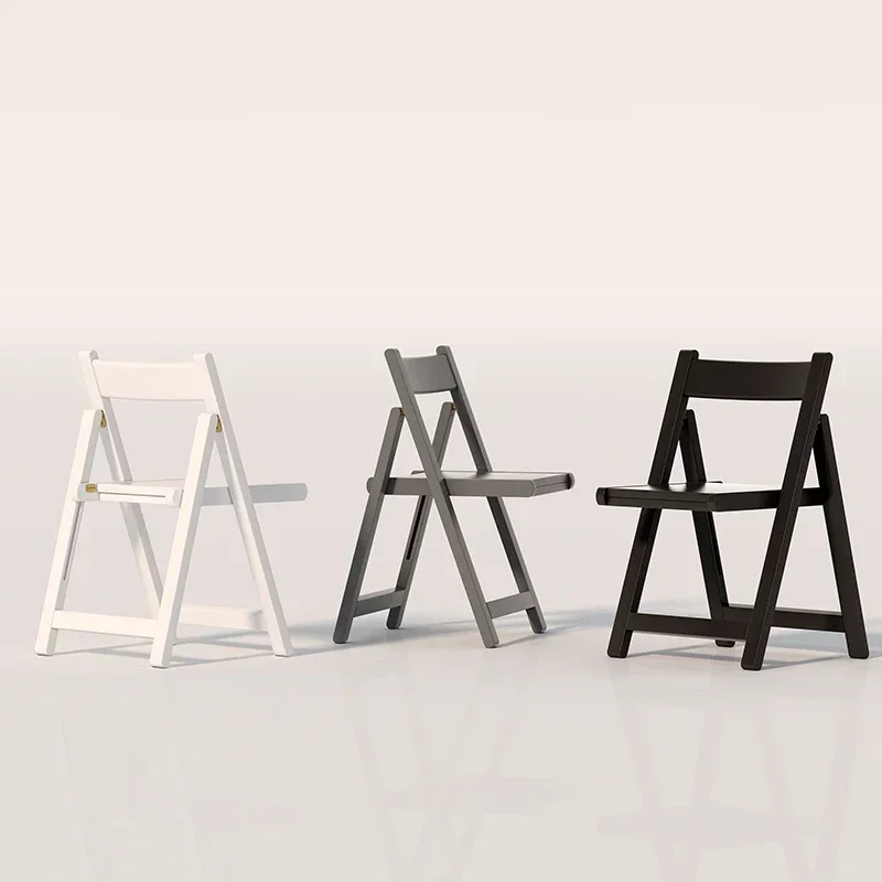 Solid Wood Folding Chair Household Stool Small Apartment Dining Chair Mahjong Office Computer Portable Folding Back