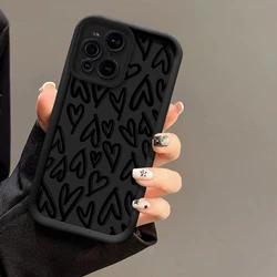 Matte Love Heart Pattern Shockproof Phone Case - Motorola Moto G9 Play (Black - SY886)