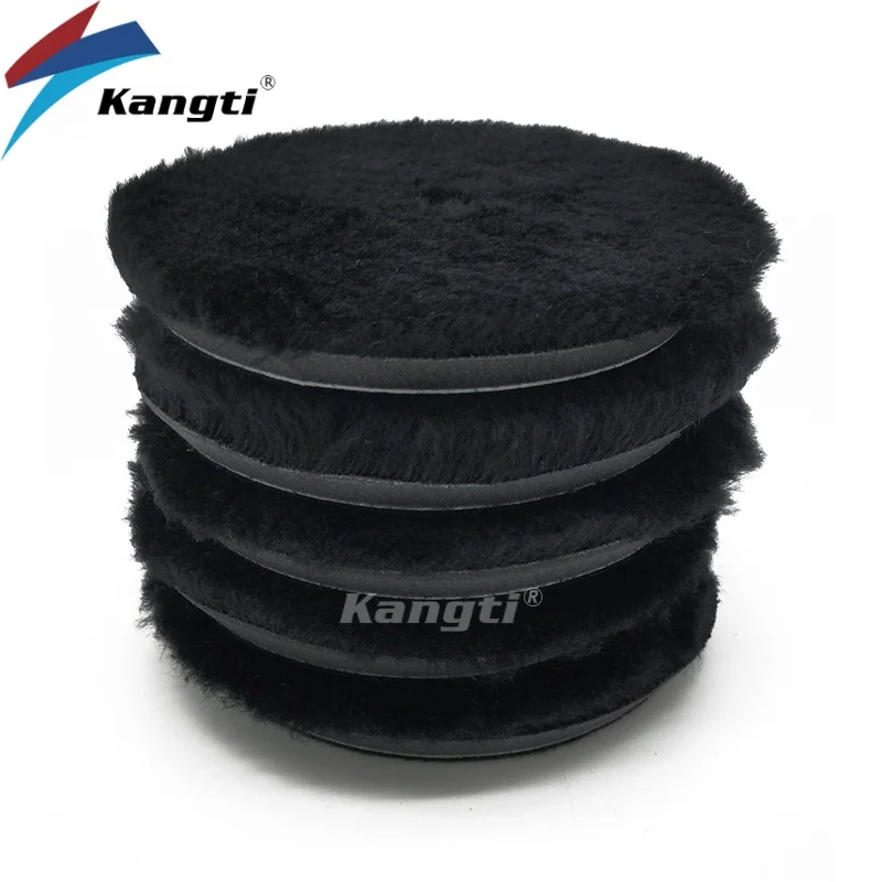 Kangti3 인치 (80mm)5 인치 (125mm) 6 인치 (150mm) 블랙 모직 연마 패드, 자동차 페인트 연마 버핑 모직 패드, 왁싱 버퍼 폴리셔 사용