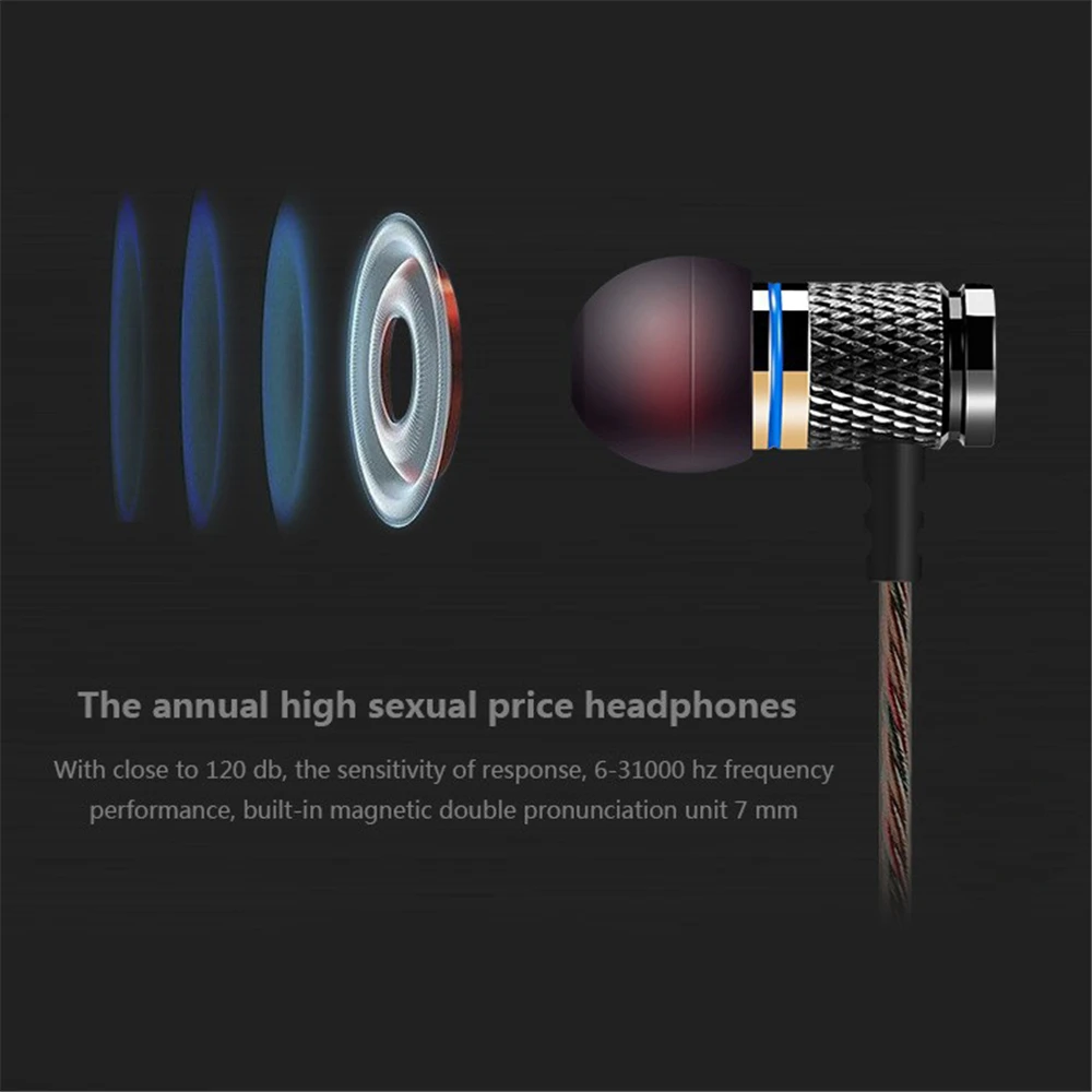 DM6 3.5mm Headphones Earphones In-Ear Shocking Anti Noise Bass In-Ear Copper Forged Shocking Microphone Sound Quality