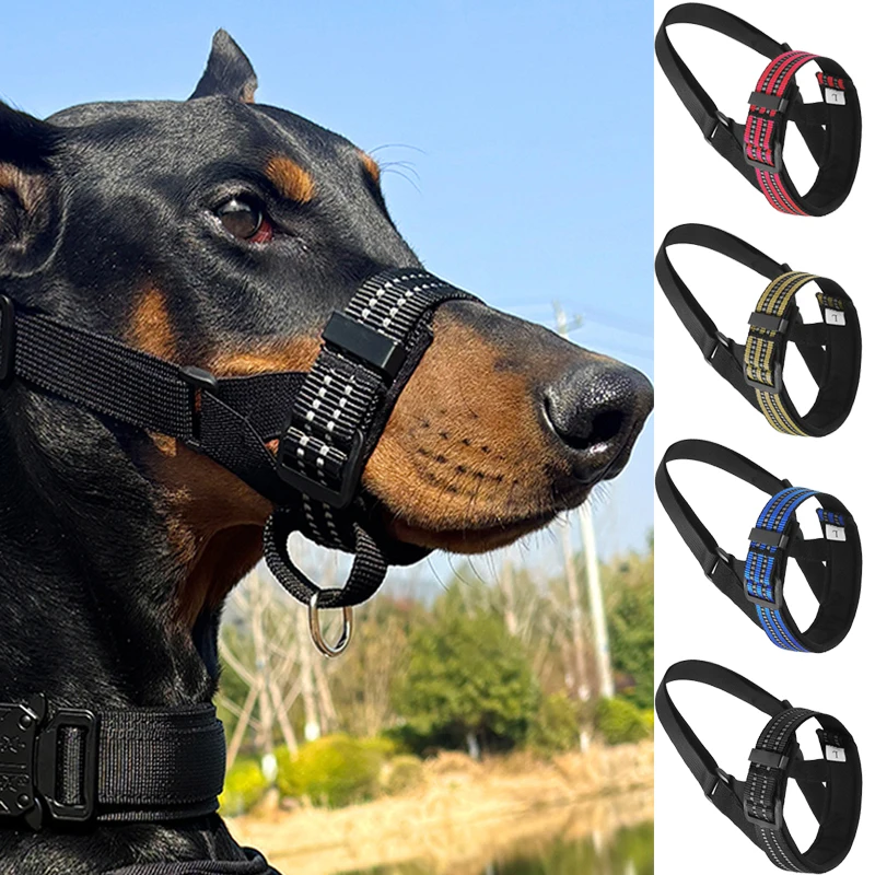 Dog Muzzle Reflective Tactical Anti Barking Training for Medium Large Dogs
