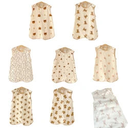 Y55B Baby Sleeping Bag Wearable Vest Sleep Sack Summer Print Sleepsack for Boy Girl Breathable 4-Layer Cotton Quilts Bedding