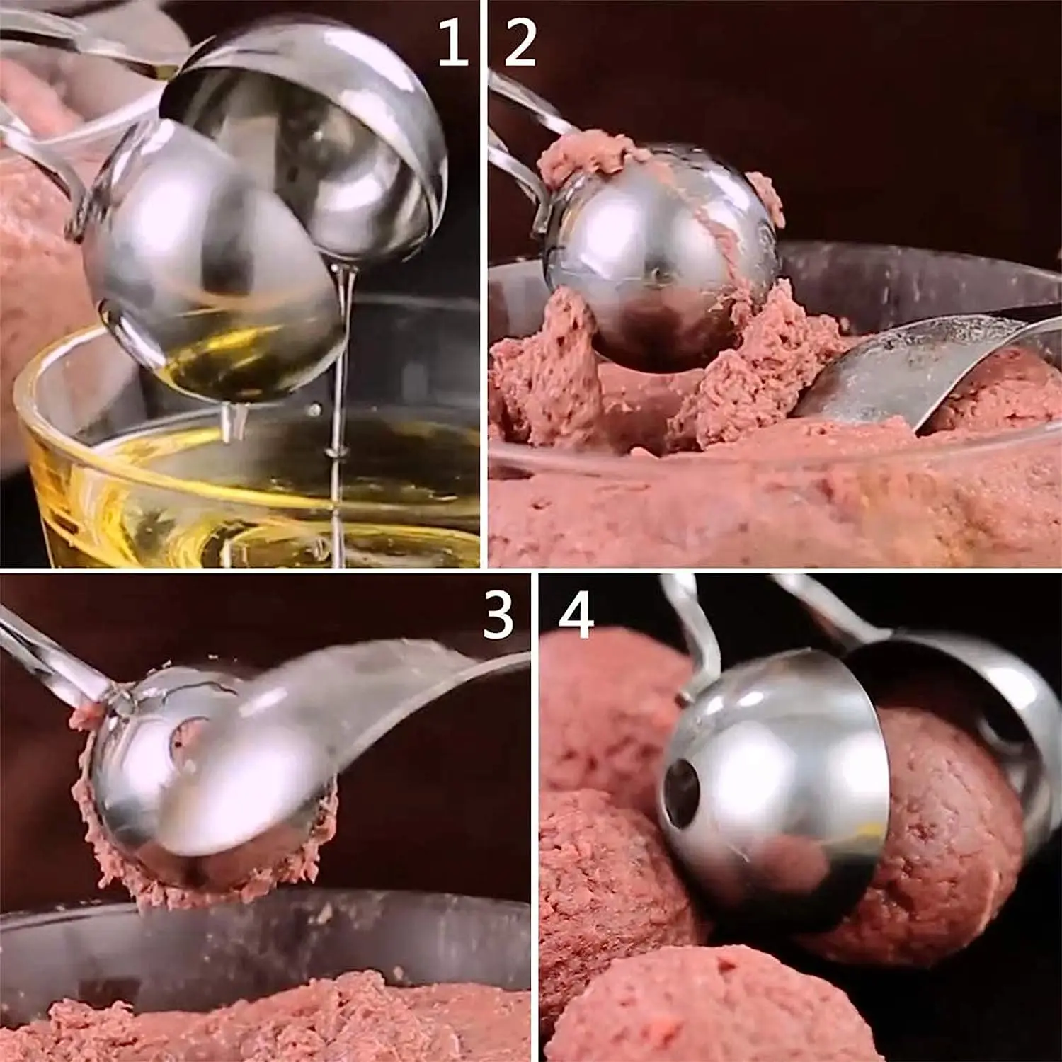 Meatball Maker Stainless Steel Meatball Clips Non Stick Stuffed Meat Balls Fish Ball Rice Ball Making Mold Kitchen Gadgets