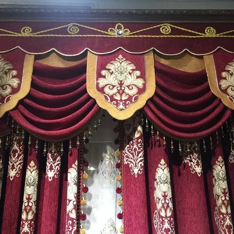 European Style Curtains for Living Decor Dining Room High-end Chenille Embroidered Christmas Curtain Product Customization Sale 4