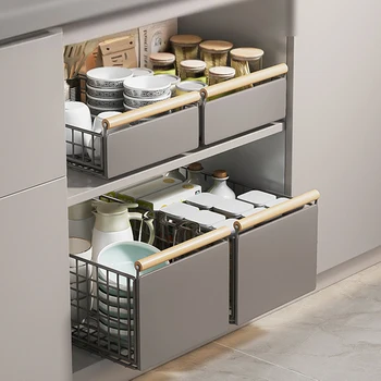 Cassetto da cucina allungabile Cassetto telescopico per armadio da cucina Scaffale estraibile per armadio Nessuna perforazione sotto il ripiano del lavandino per l'armadio 1
