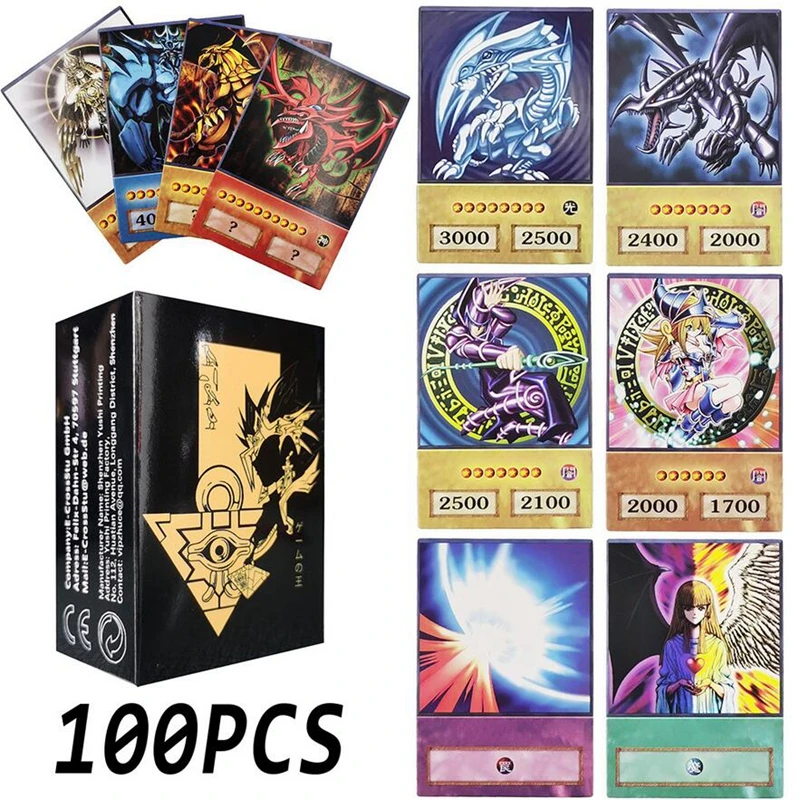 100Pcs Anime Yu Gi Oh Game Collection Cards Dark Magician Exodia Obelisk Slifer Ra Yugioh Dm Classic Diy Card Kids Gift Atem