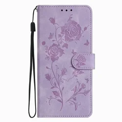 Elegant Rose Flower Wallet Phone Case Cover #OHB - Galaxy A20 (Purple OH)