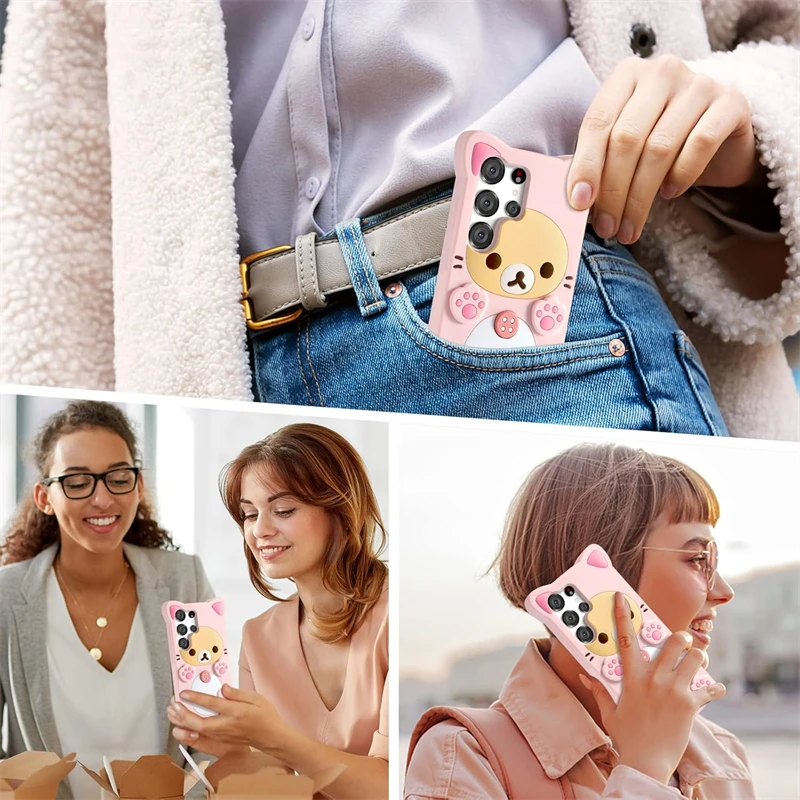Cute Cartoon Bear Kawaii Soft Silicone Case for Samsung Galaxy S23 S24 thumbnail 6