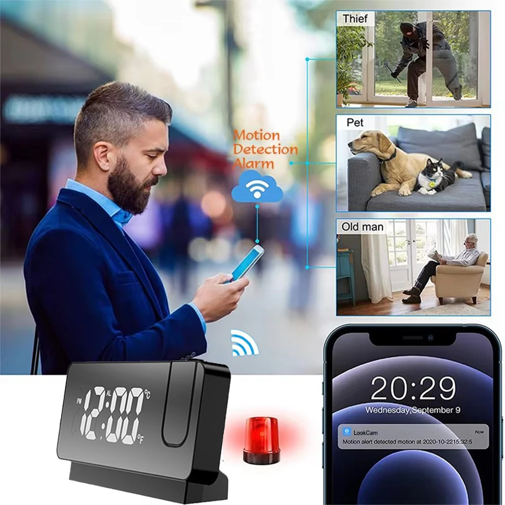 Improved 4K HD clock camera, supporting motion detection alarm, WIFI connection, APP remote viewing, home security 3