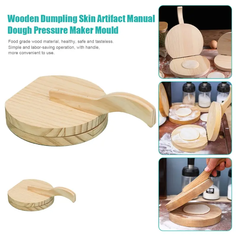 Dumpling Skin Press Solid Wood Dough Press Tool Dumpling Wrapper Skin Making Mold