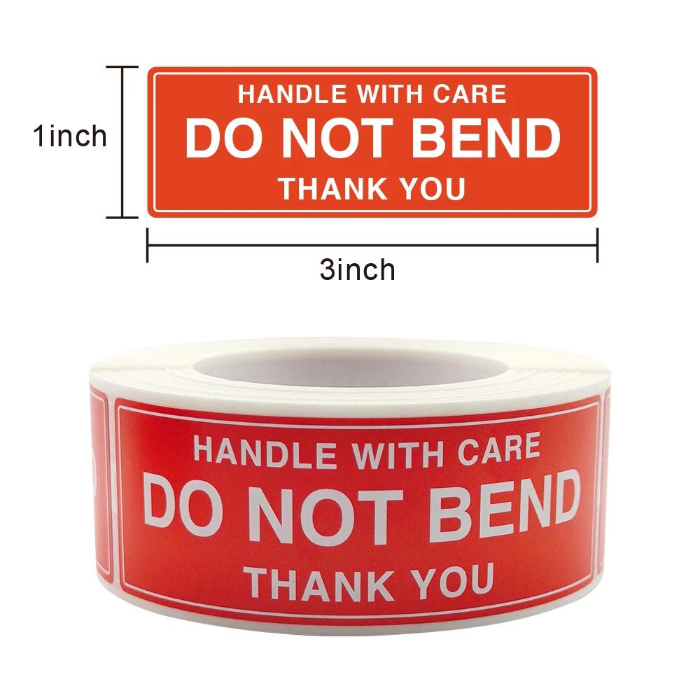 250pcs/roll Red Warning Sticker Fragile Handle With Care DO NOT BEND 2.5x4.5cm Transport Packaging Remind Labels cartoon stickers self adhesive stickers custom stickers stationery stickers anime stickers paper stickers adhesive stickers decorative labels stickers animal stickers roll packaging stickers