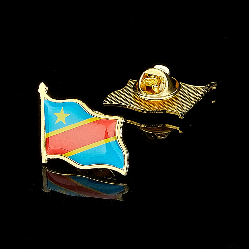 

The Democratic Republic of the Congo Novelty Flag Pattern Gold Plated Brooch Multicolor Butterfly Clip Flag Lapel Pin