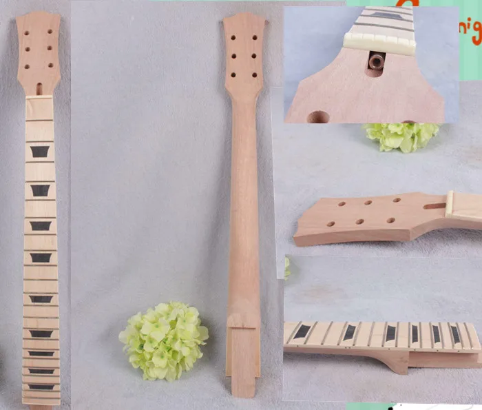 

Yinfente 22 Fret 24.75 Inch Electric Guitar Neck Maple Fretboard Black Trapezoid Inlay Unfinished for LP Guitar Neck Parts #L17