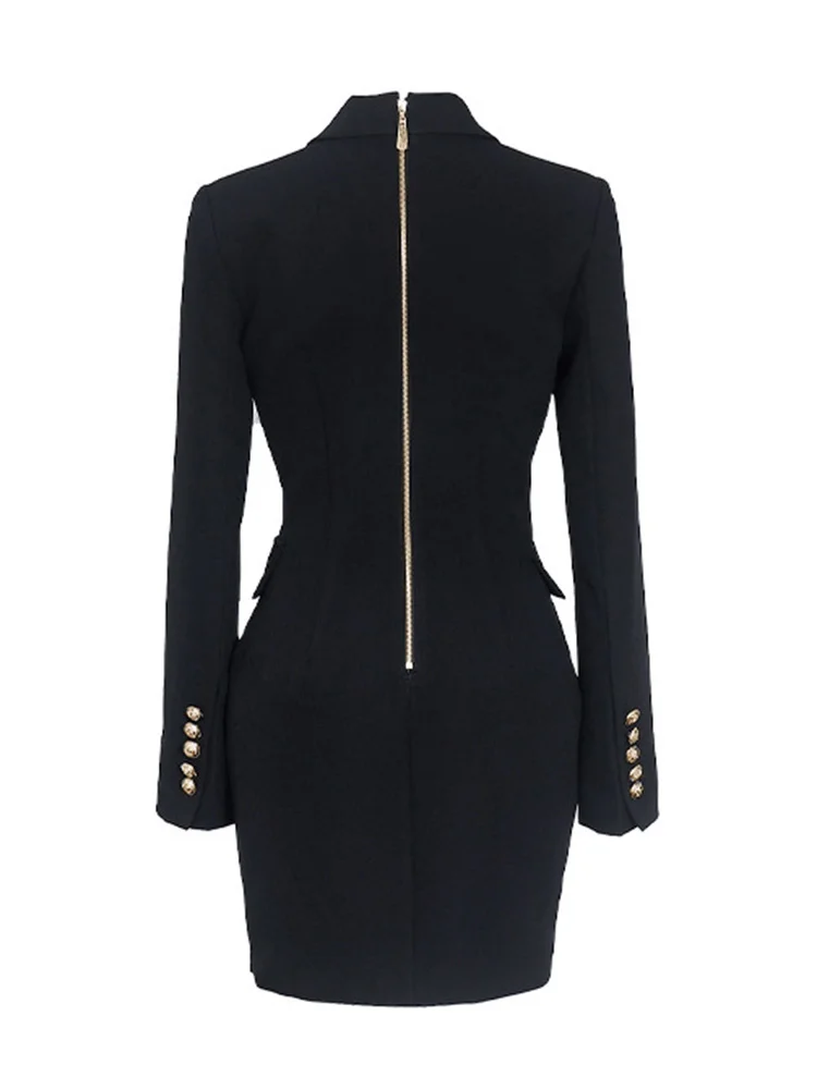 

Business Chic Office Lady Notched Blazer Dress Black Woman Elegant 2023 Autumn Long Sleeve Mini Party Vestidos Work Wear