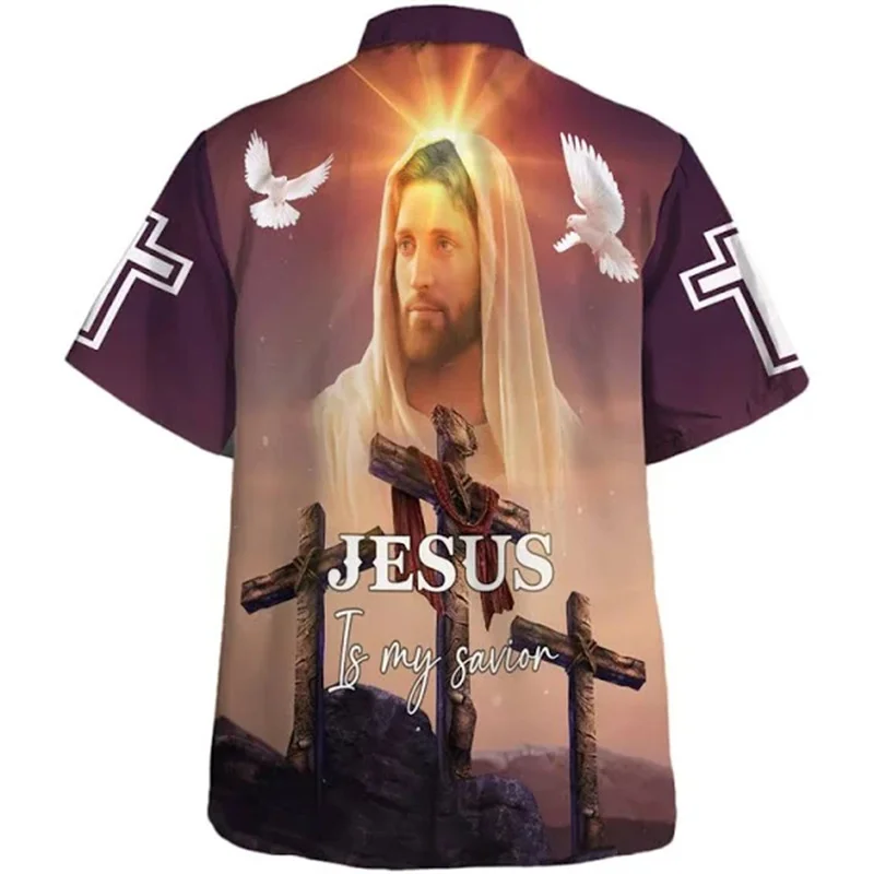 thumbnail image 1 of Camisa hawaiana personalizada de Jesucristo en estilo medieval en 3D para hombre y mujer, camisas hawaianas de playa para hombre y mujer, camisetas florales geniales de verano, 1 of 4