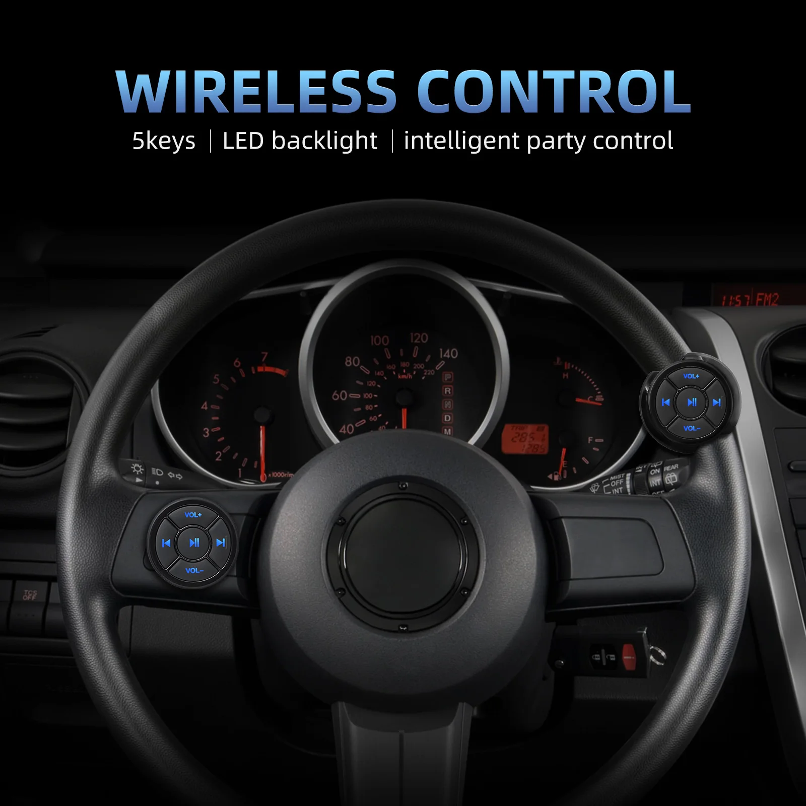 Wireless Media Remote Controller For Car Motorcycle Bike Steering Wheel IOS Android