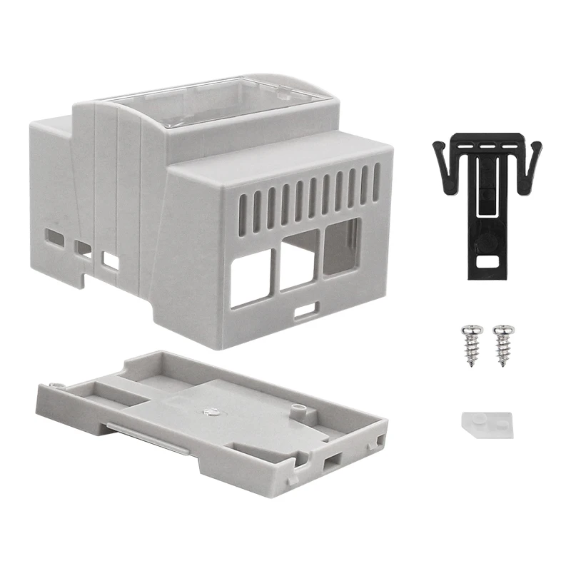 Raspberry Pi 5 ABS Case DIN Rail Shell Large Inner Space Clear Windows Protectio