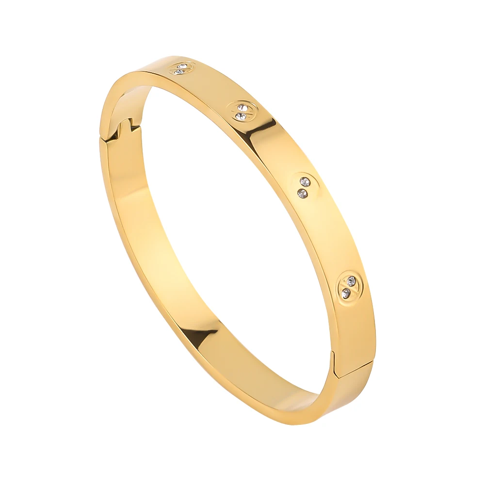 ZHIRUI Wide Stainless Steel Cuff Bracelet, Waterproof Gold Color Metal Bracelet, Women's Exquisite Jewelry Gift 4