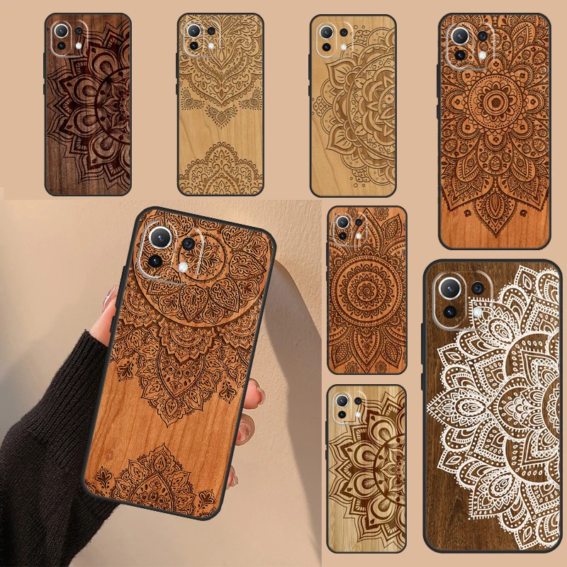 Mandala Floral Wood Per Xiaomi 12 13 Lite 12X 12T 11T Pro Custodia Per Poco F5 X3 X5 M6 Pro X4 F4 Gt F3 M5S Cover