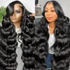 Silkeny 40 Inch 13x4 Body Wave Lace Front Human Hair Wigs For Black Women Pre Plucked Loose Wave 13x6 HD Lace Frontal Wig 180%