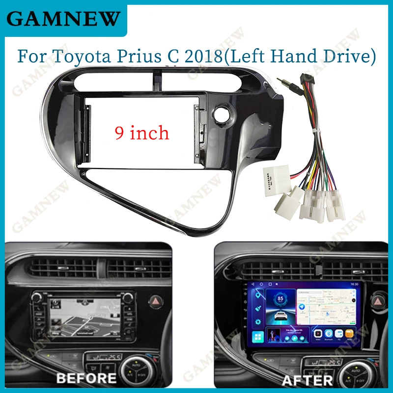 

9 Inch Car Frame Fascia Adapter Decoder Android Radio Dash Fitting Panel Kit For Toyota Prius C 2018