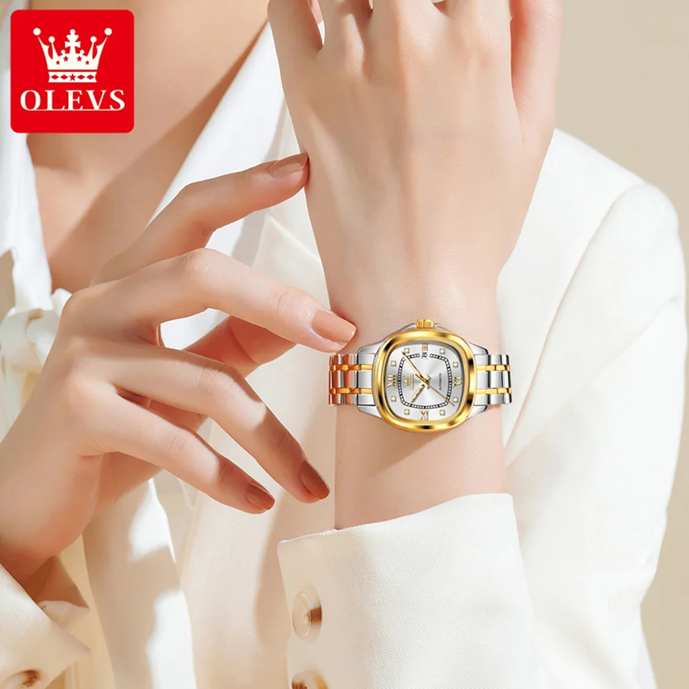 OLEVS 9810 Woman Automatic Watch Fashion Diamond Scale Mechanical Watch For Women Top Brand Waterproof Date Ladies Wristwatch