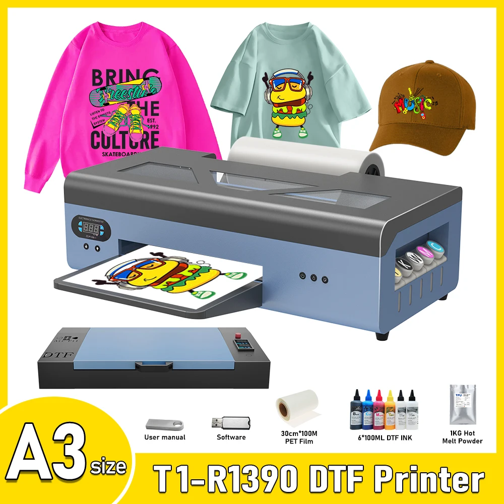 Stampante A3 Dtf Per Epson R1390 Macchina Da Stampa Per T-Shirt Stampante Dtf A3 Stampante Di Trasferimento Impresora Dtf Per T-Shirt Felpe Con Cappuc