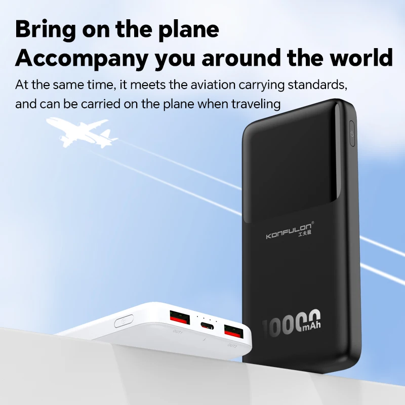 

KONFULON Portable 10000mAh Large Capacity Power Bank camping Outroor auxiliary battery For Xiaomi Iphone Huawei Samsang