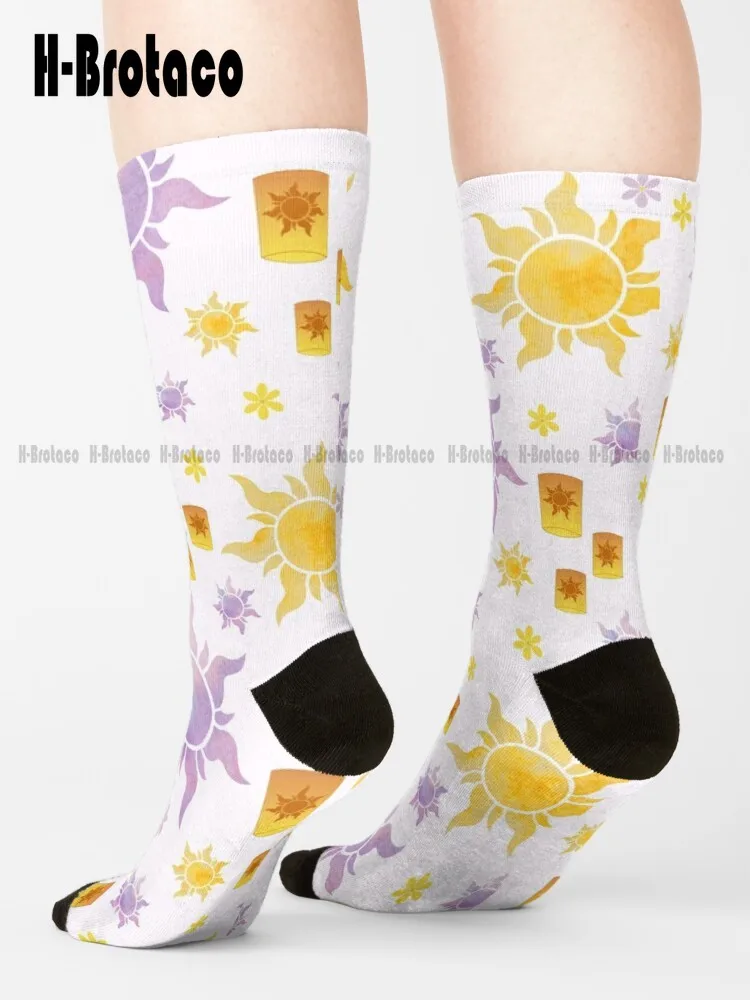 

Tangled Sun Pattern Socks Mens Socks Comfortable Best Girls Sports Harajuku Gd Hip Hop Teen Youth Socks 360° Digital Print Art
